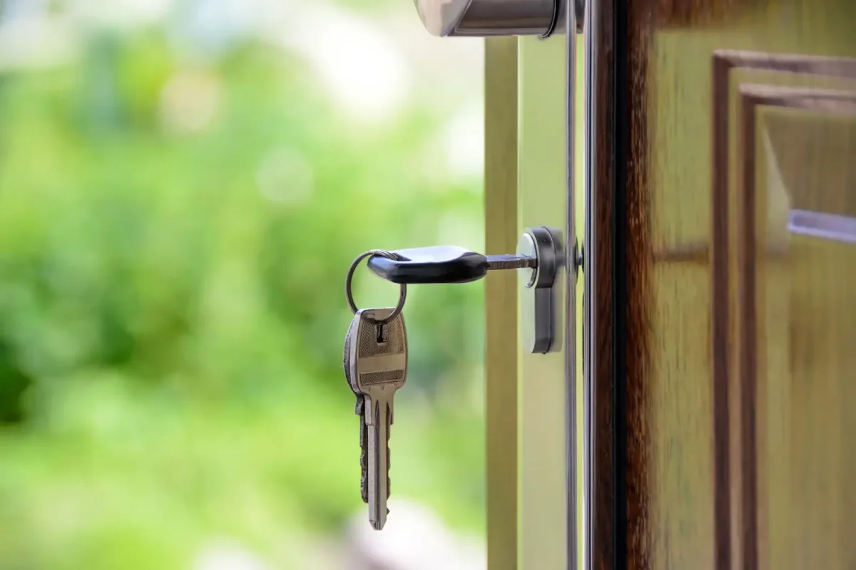 Key left in the lock of an open front door – call a residential locksmith Birmingham from Locksmith Birmingham